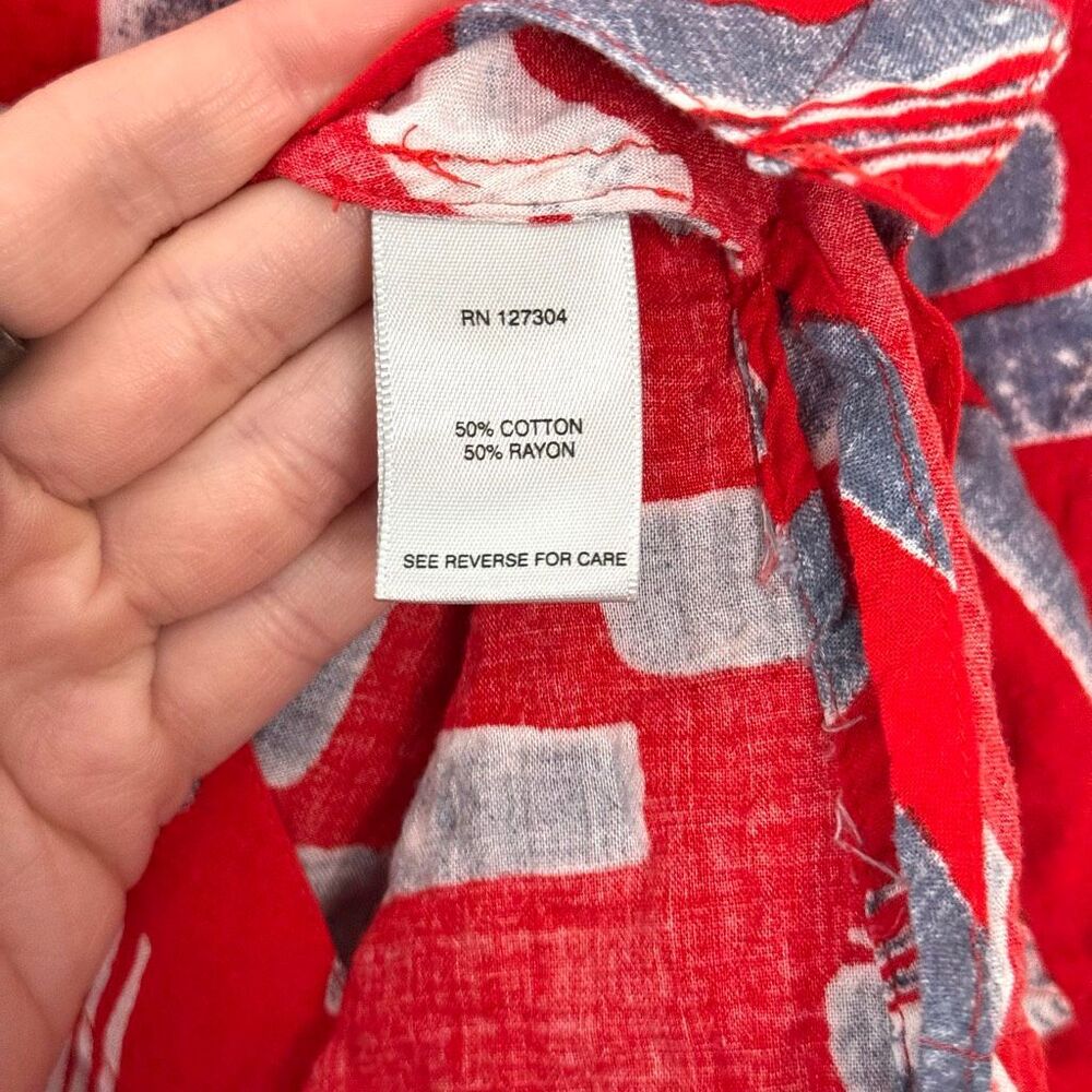 John Mark Red Patterned Button Down Blouse Size Xl - image 5